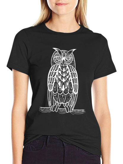 Black Owl Graphic Tee - Stylish Mens Cotton T-Shirt