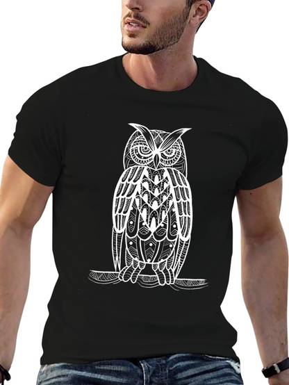Black Owl Graphic Tee - Stylish Mens Cotton T-Shirt