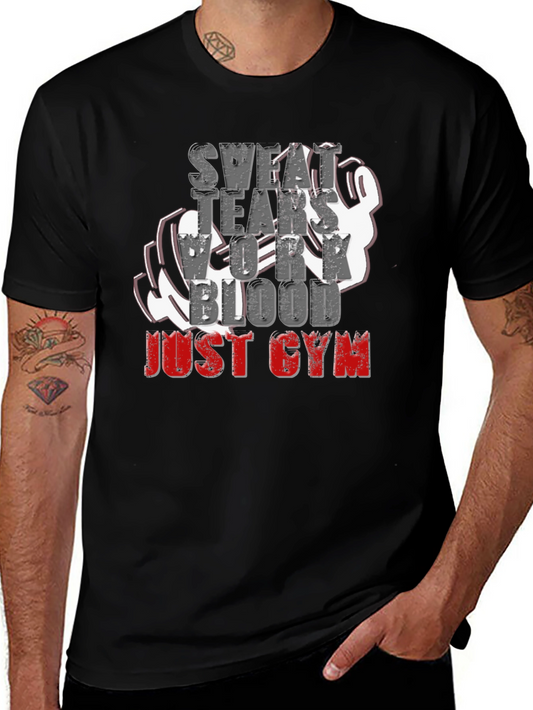 Gym Motivation Black T-Shirt - Sweat Tears Work Blood