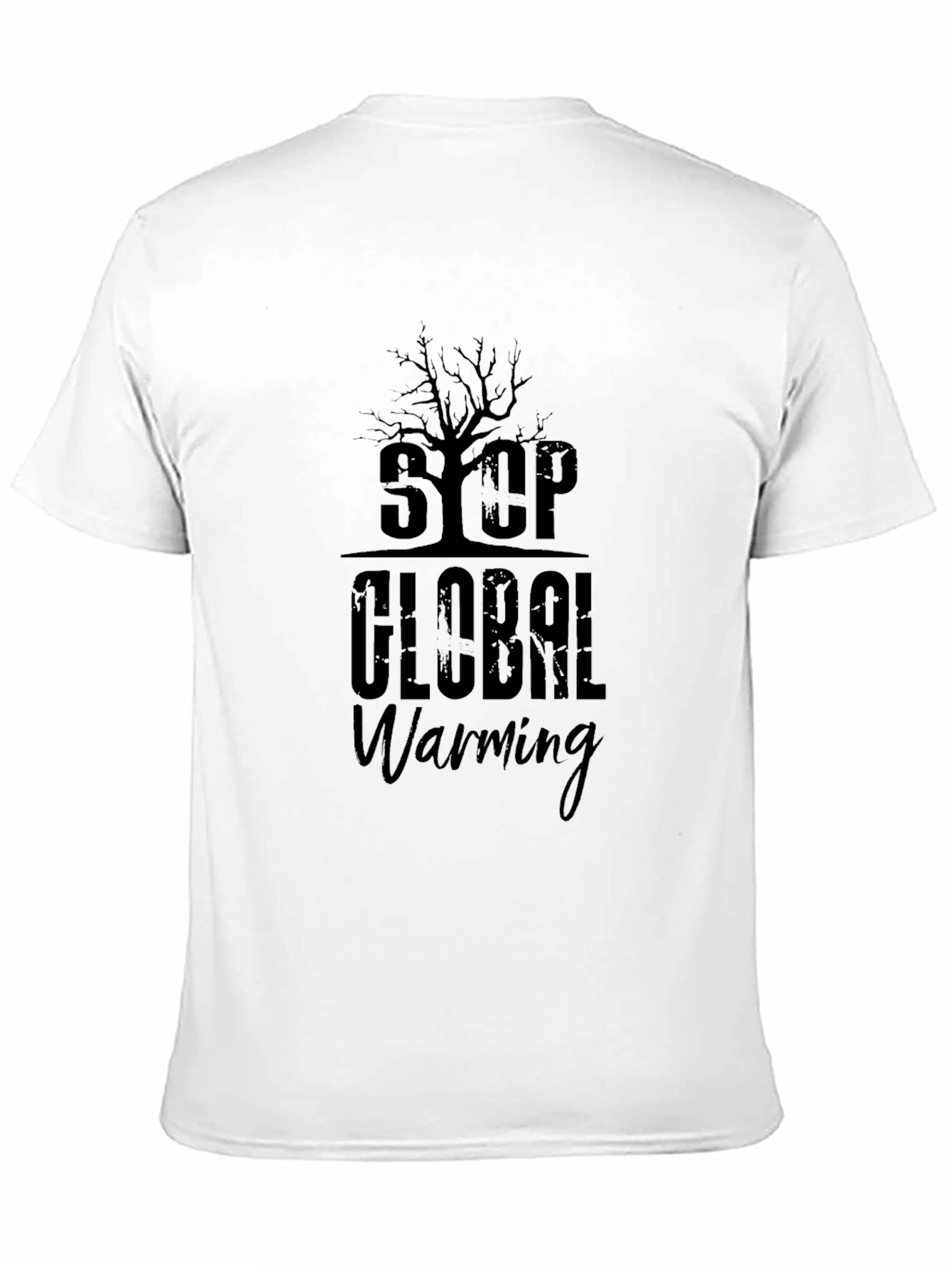 Stop Global Warming Graphic Print Black T-Shirt