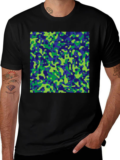Abstract Camo Print Black T-Shirt
