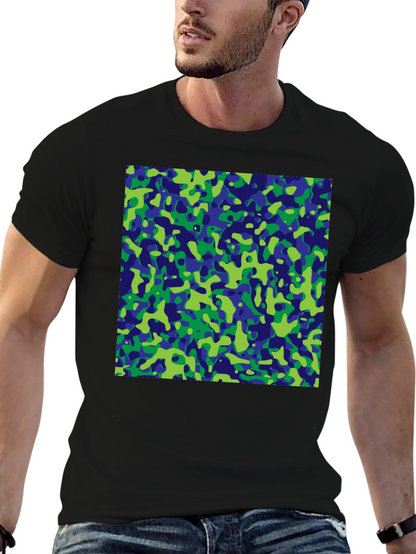 Abstract Camo Print Black T-Shirt