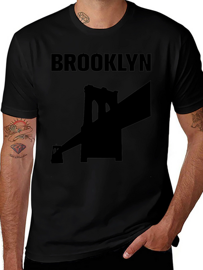 Brooklyn Bridge Graphic Tee - Black Cotton T-Shirt