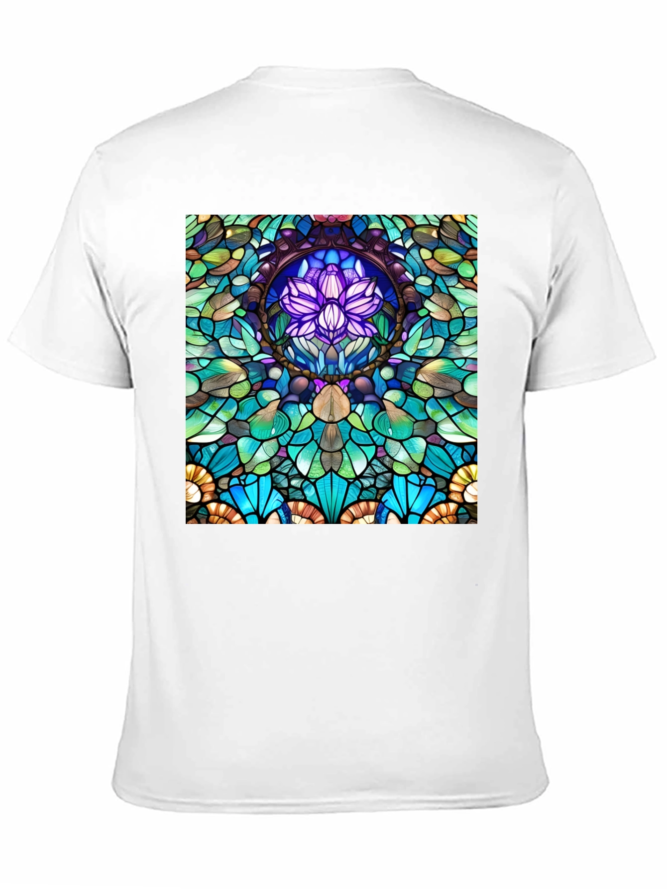 Stained Glass Lotus T-Shirt - Unique Art Tee