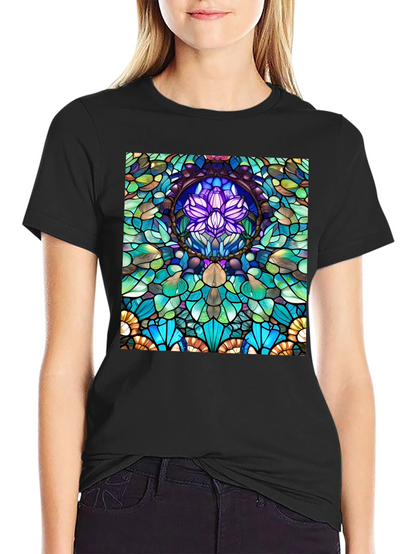 Stained Glass Lotus T-Shirt - Unique Art Tee
