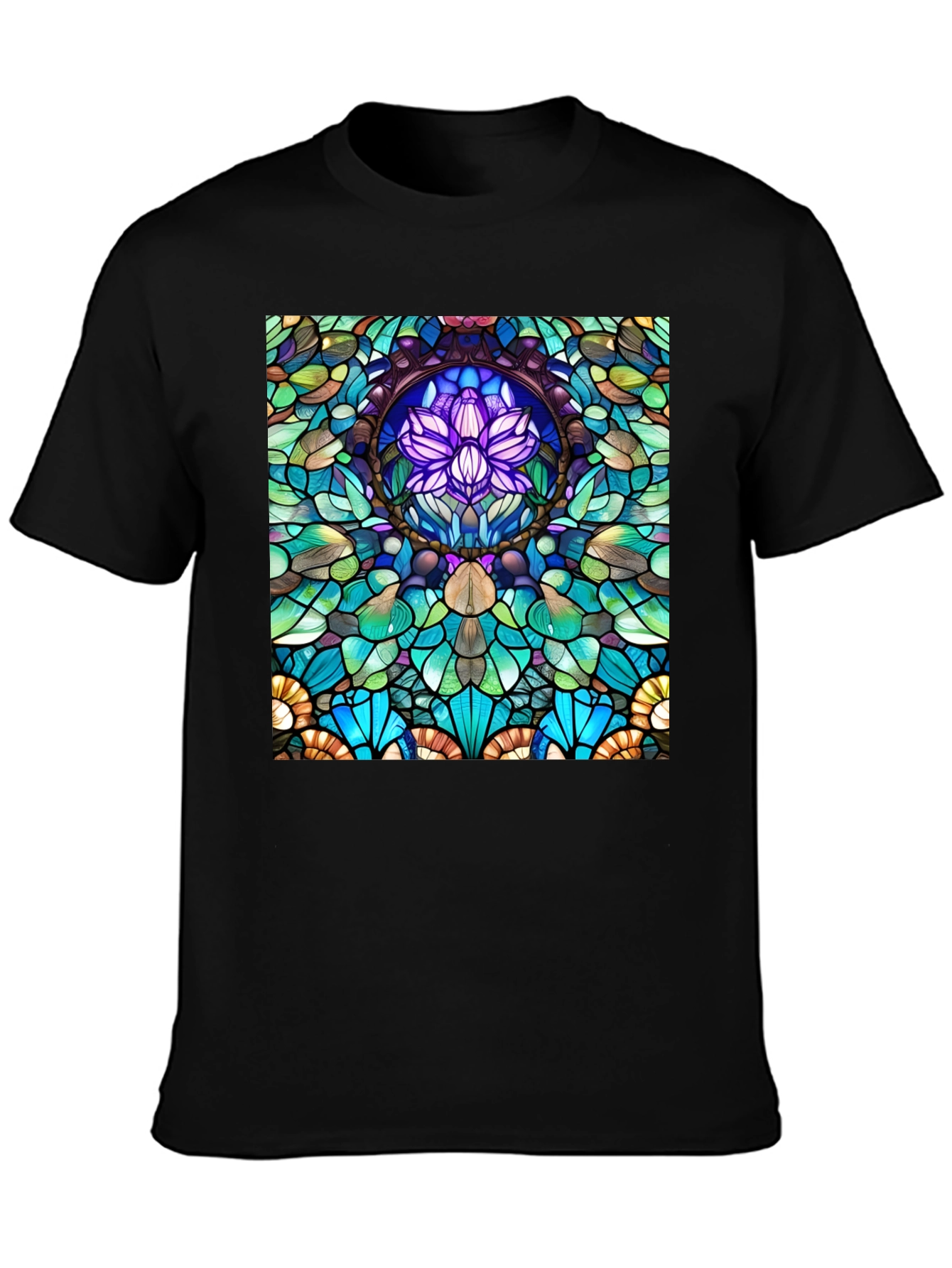 Stained Glass Lotus T-Shirt - Unique Art Tee