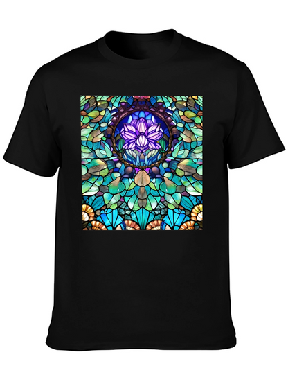 Stained Glass Lotus T-Shirt - Unique Art Tee
