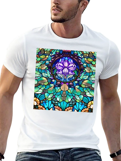 Stained Glass Lotus T-Shirt - Unique Art Tee