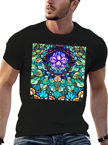 Stained Glass Lotus T-Shirt - Unique Art Tee