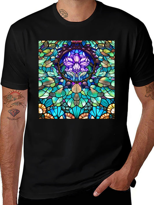 Stained Glass Lotus T-Shirt - Unique Art Tee