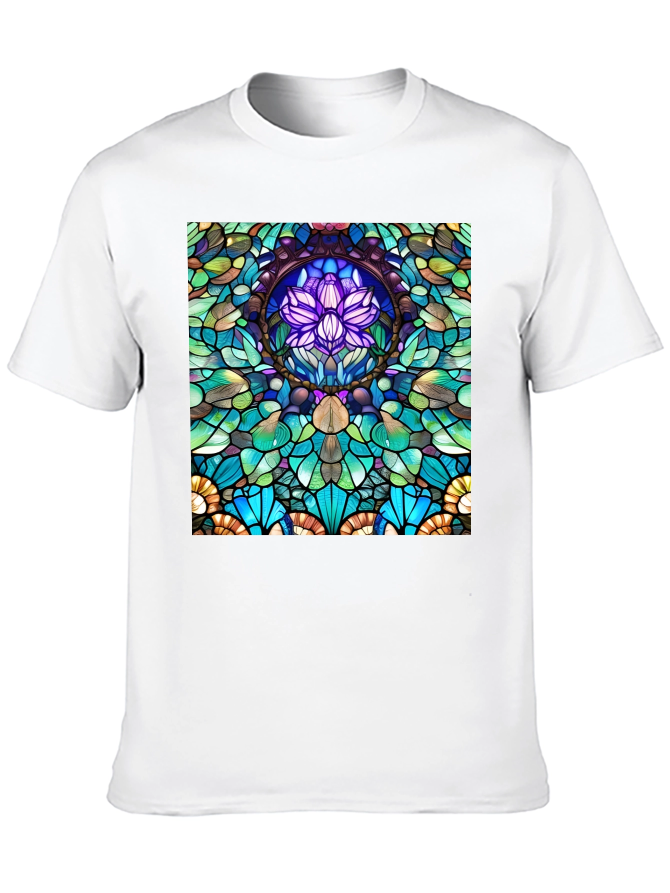 Stained Glass Lotus T-Shirt - Unique Art Tee