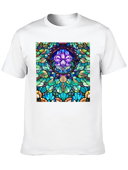 Stained Glass Lotus T-Shirt - Unique Art Tee