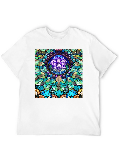 Stained Glass Lotus T-Shirt - Unique Art Tee
