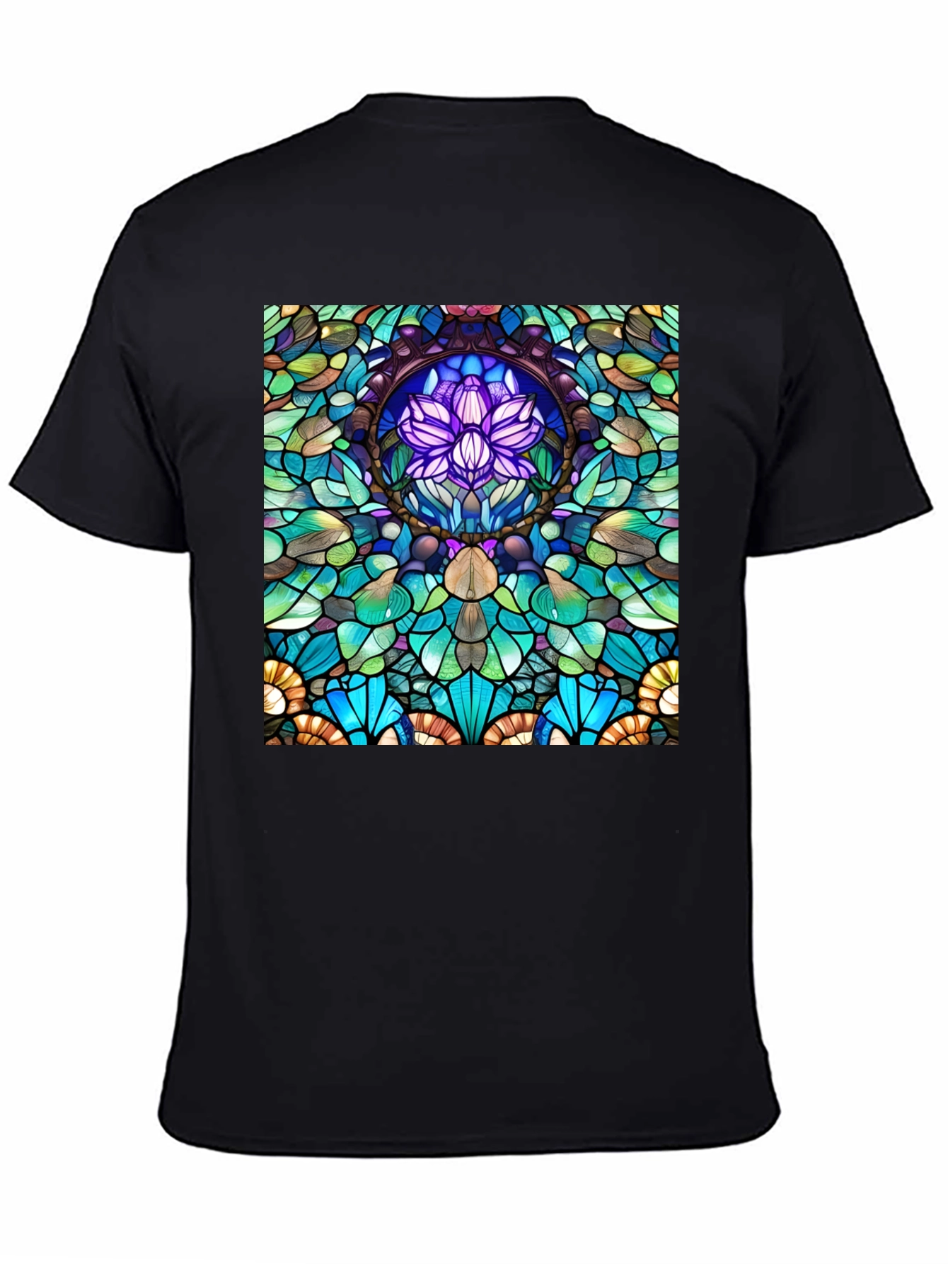 Stained Glass Lotus T-Shirt - Unique Art Tee