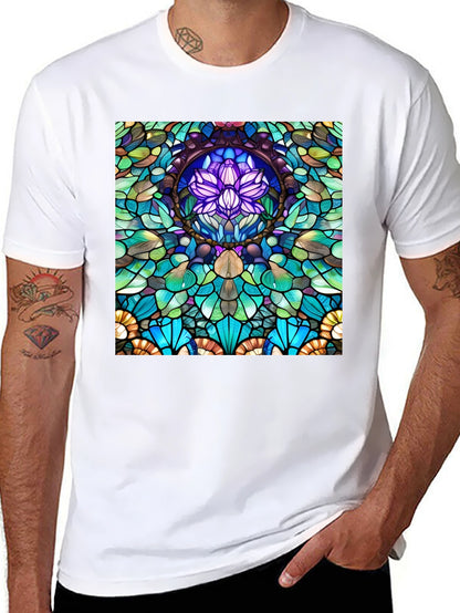 Stained Glass Lotus T-Shirt - Unique Art Tee