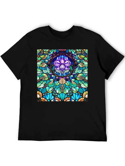 Stained Glass Lotus T-Shirt - Unique Art Tee