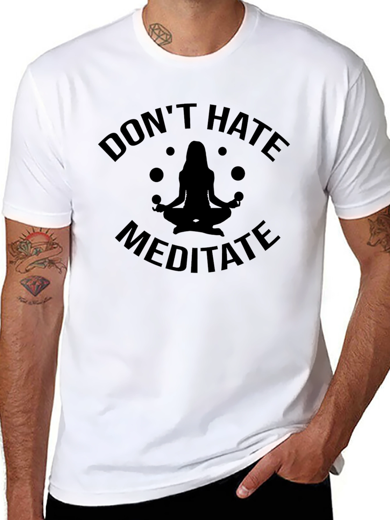Dont Hate Meditate Black T-Shirt Yoga Zen Spiritual