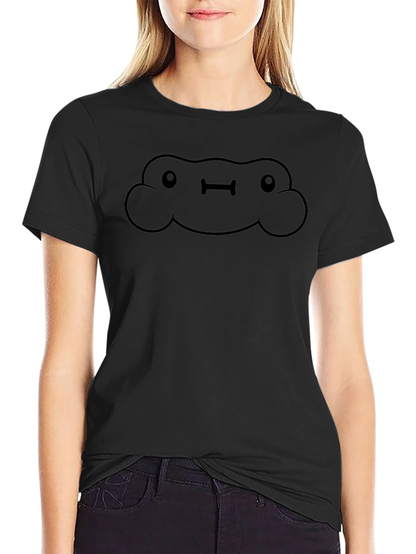 Funny Cloud Face Black T-Shirt - Unisex Cotton Tee