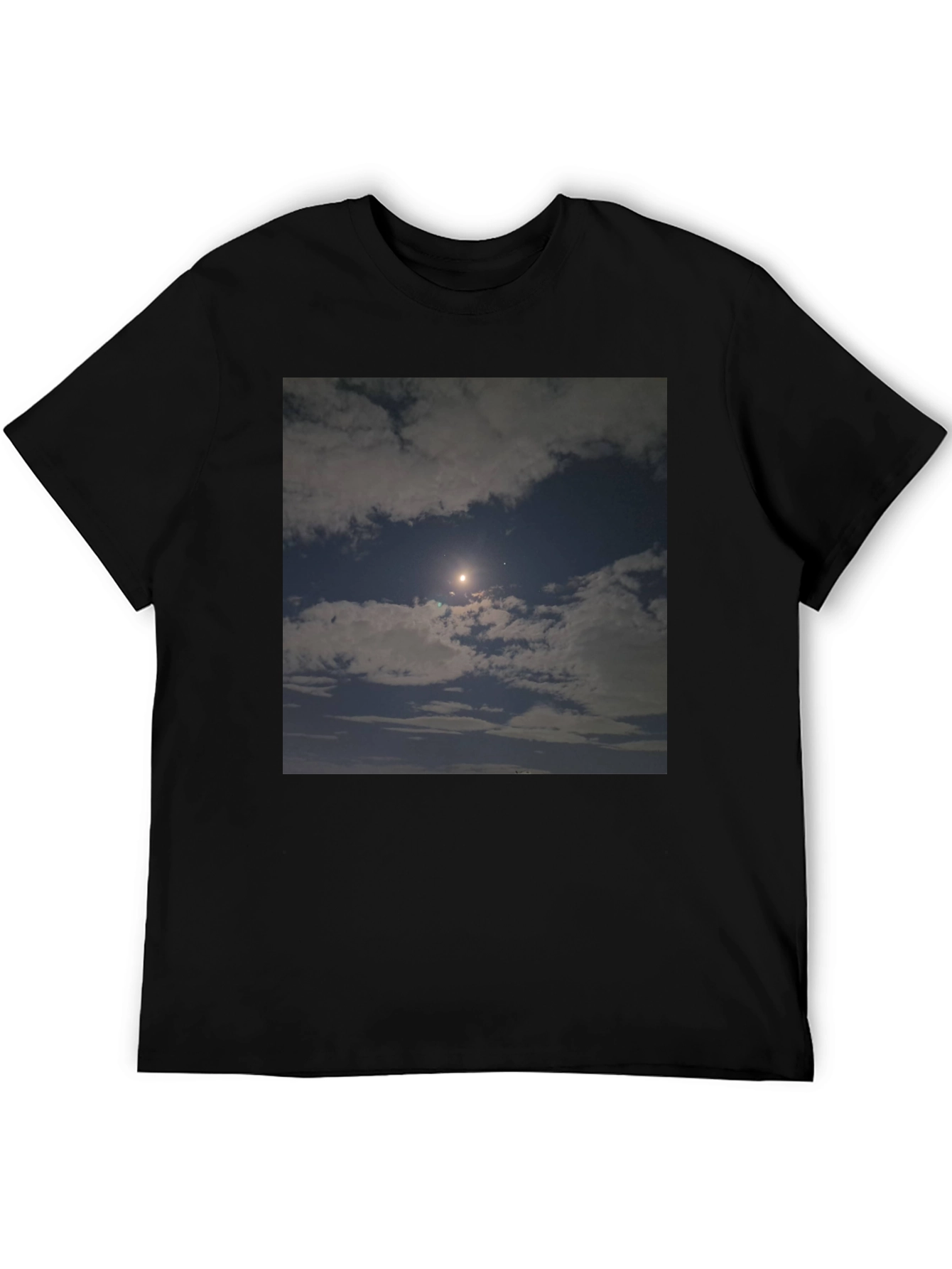 Night Sky Moon Cloud Graphic Black Tee