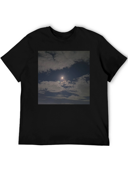 Night Sky Moon Cloud Graphic Black Tee