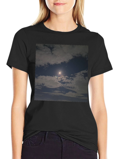 Night Sky Moon Cloud Graphic Black Tee