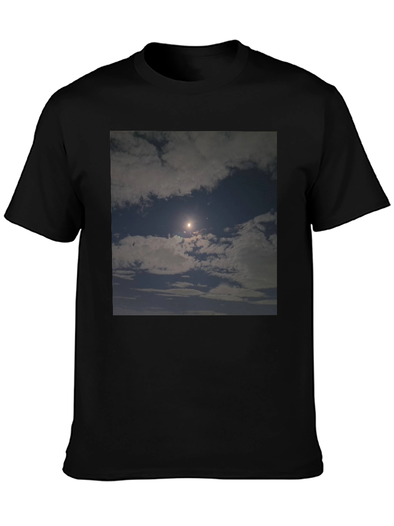 Night Sky Moon Cloud Graphic Black Tee