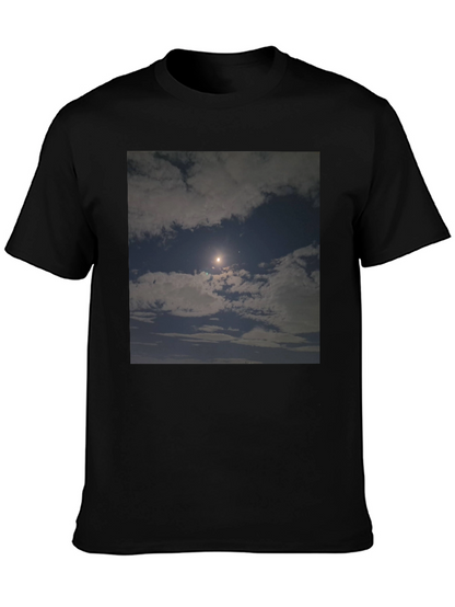 Night Sky Moon Cloud Graphic Black Tee