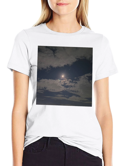 Night Sky Moon Cloud Graphic Black Tee