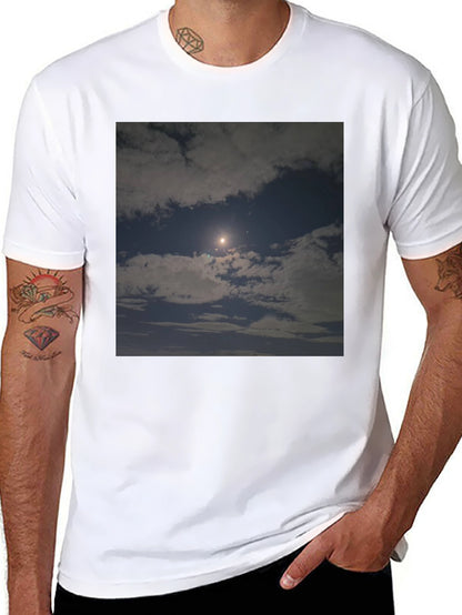 Night Sky Moon Cloud Graphic Black Tee