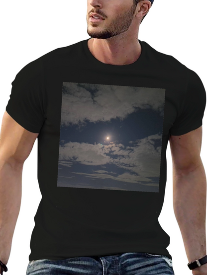 Night Sky Moon Cloud Graphic Black Tee