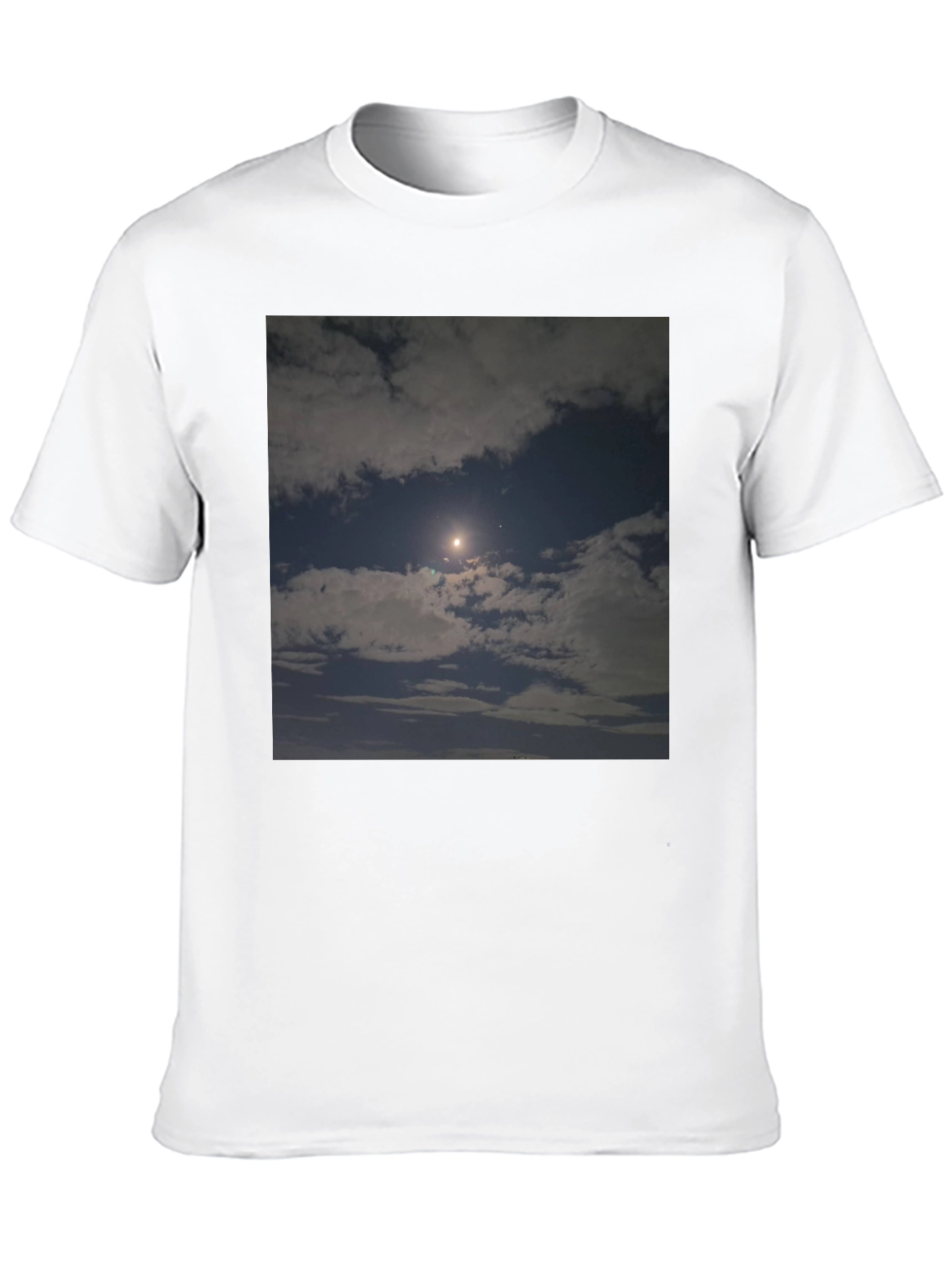 Night Sky Moon Cloud Graphic Black Tee
