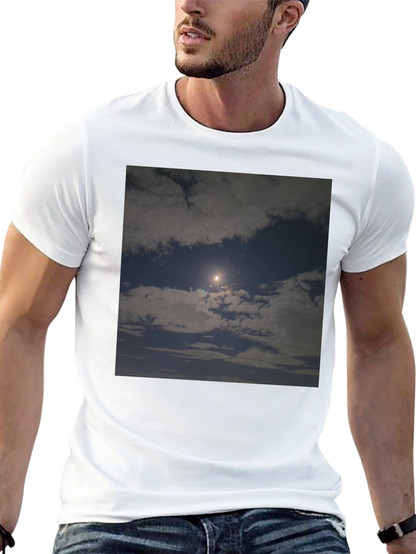 Night Sky Moon Cloud Graphic Black Tee