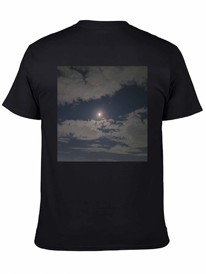 Night Sky Moon Cloud Graphic Black Tee