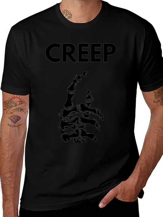 Creep Skeleton Hand Graphic Tee - Black Cotton
