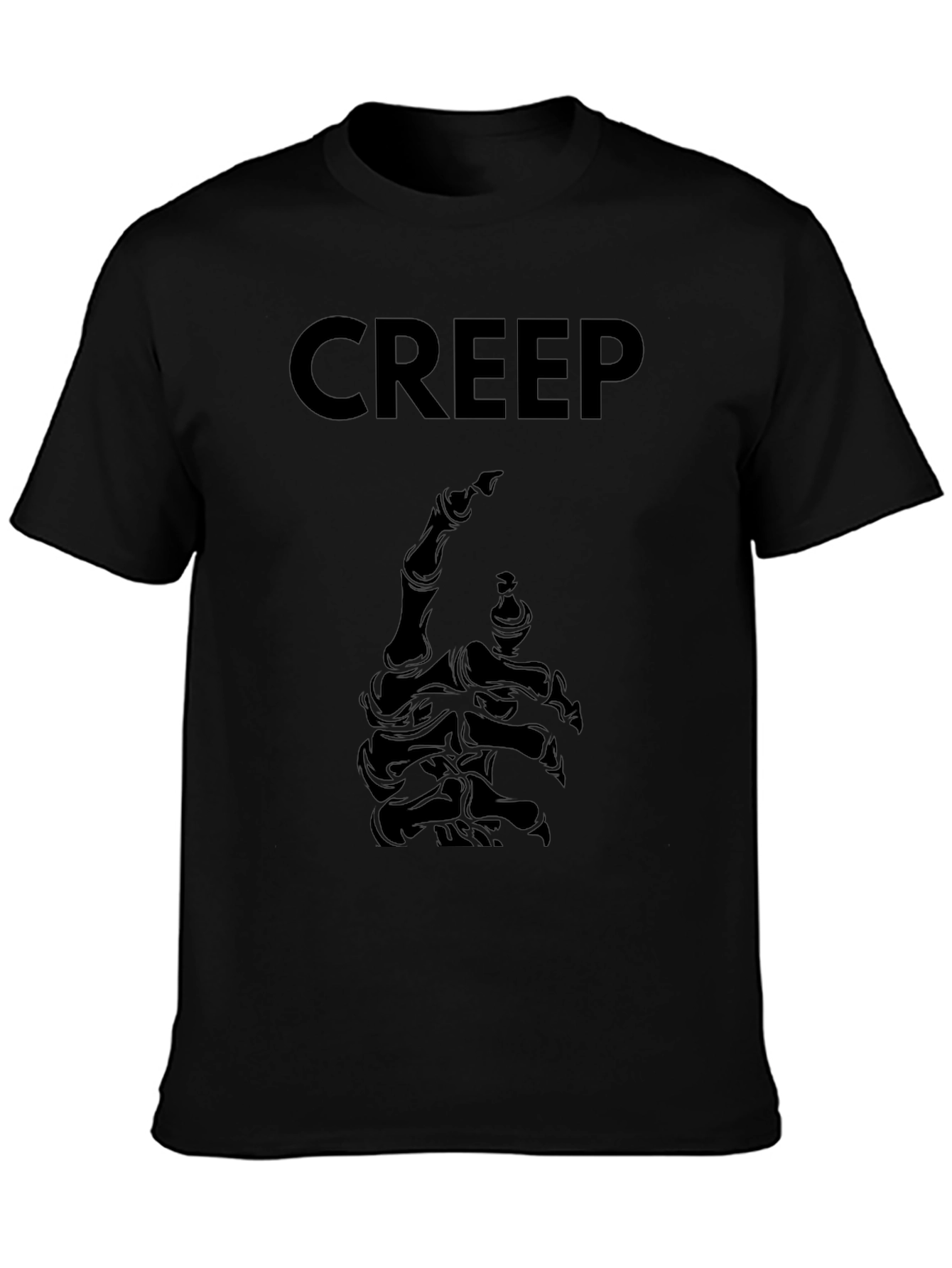 Creep Skeleton Hand Graphic Tee - Black Cotton