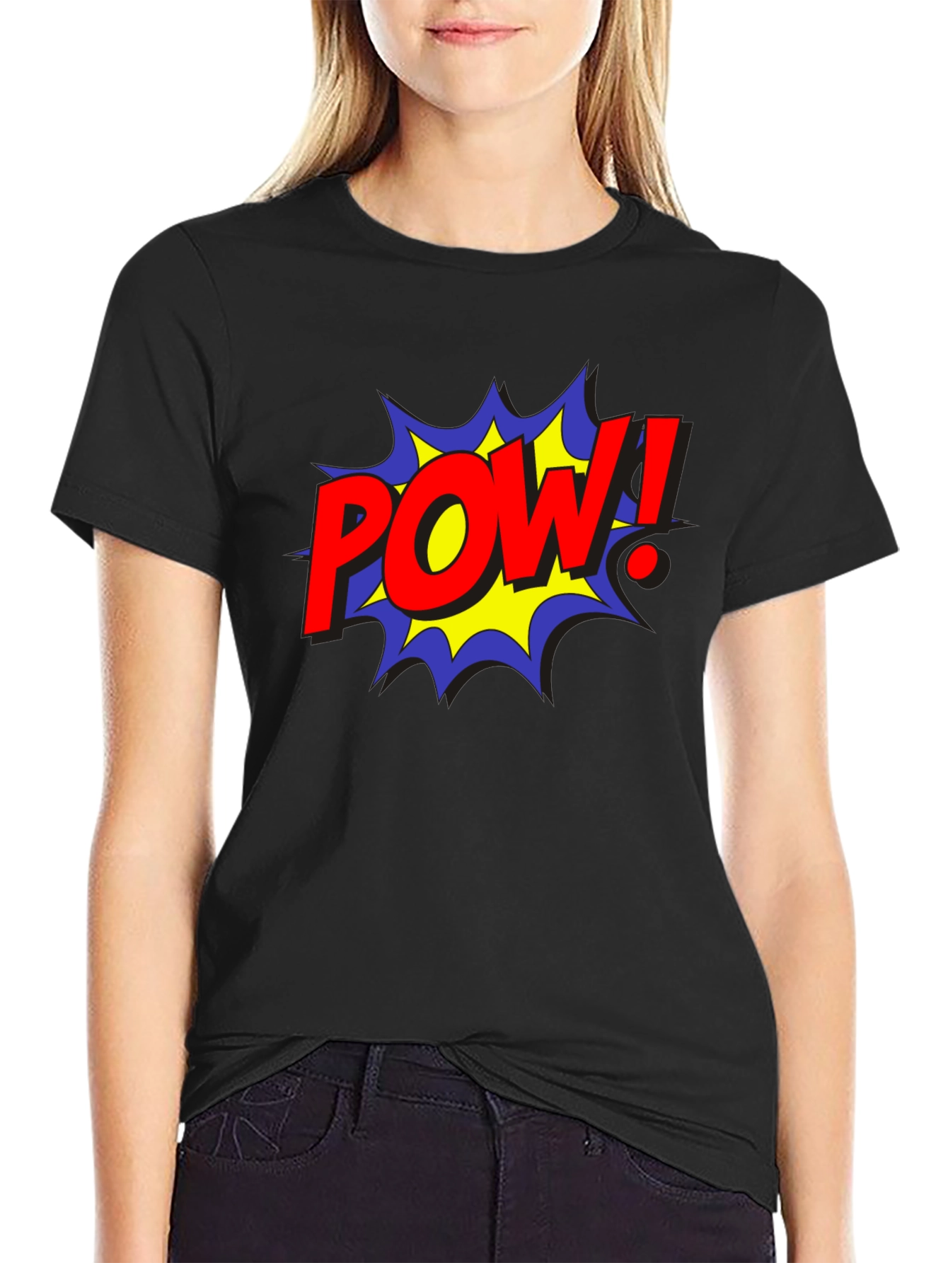 POW! Comic Style Black Cotton Graphic Tee