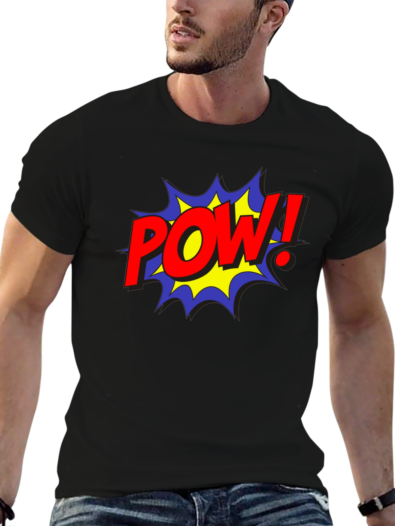 POW! Comic Style Black Cotton Graphic Tee