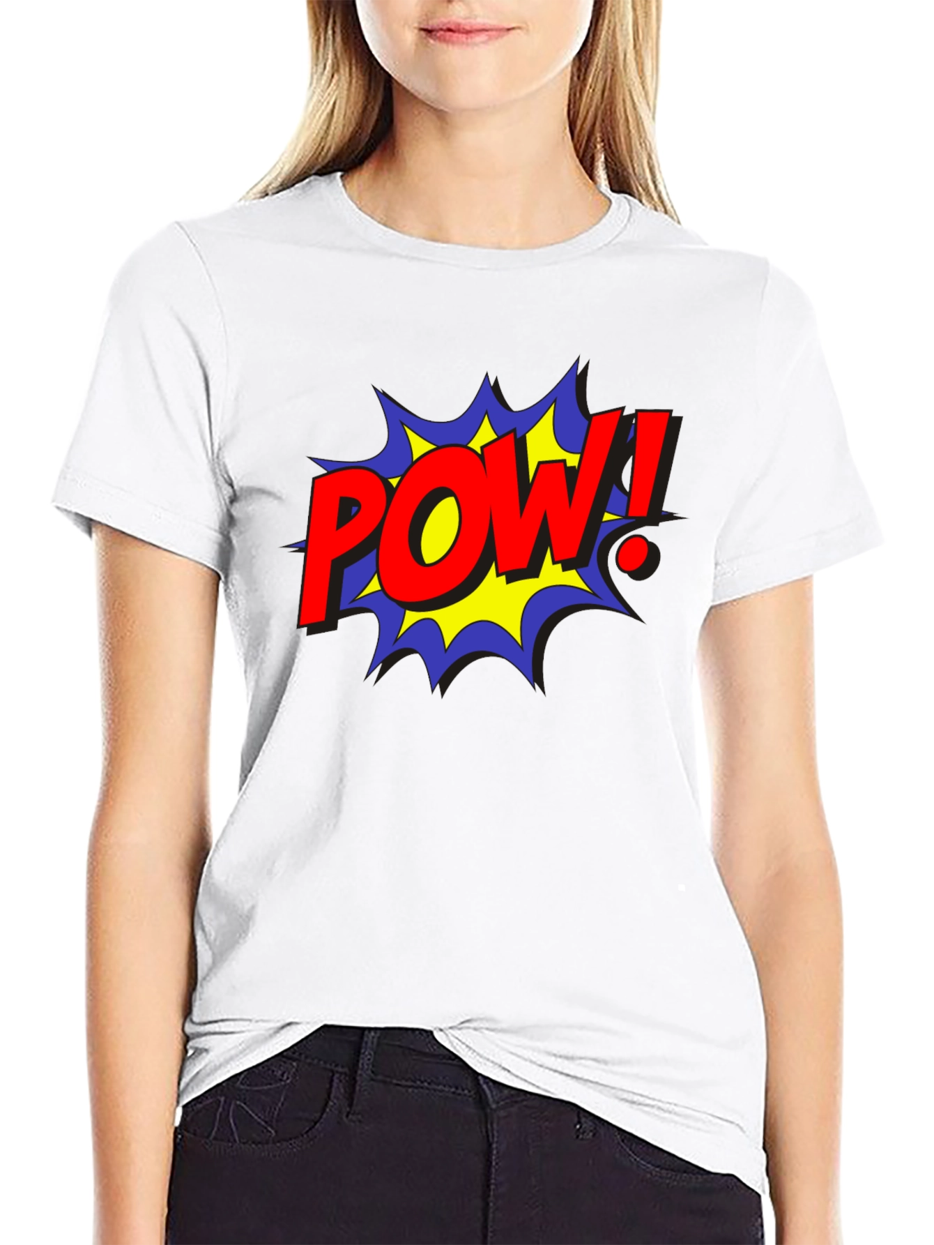 POW! Comic Style Black Cotton Graphic Tee