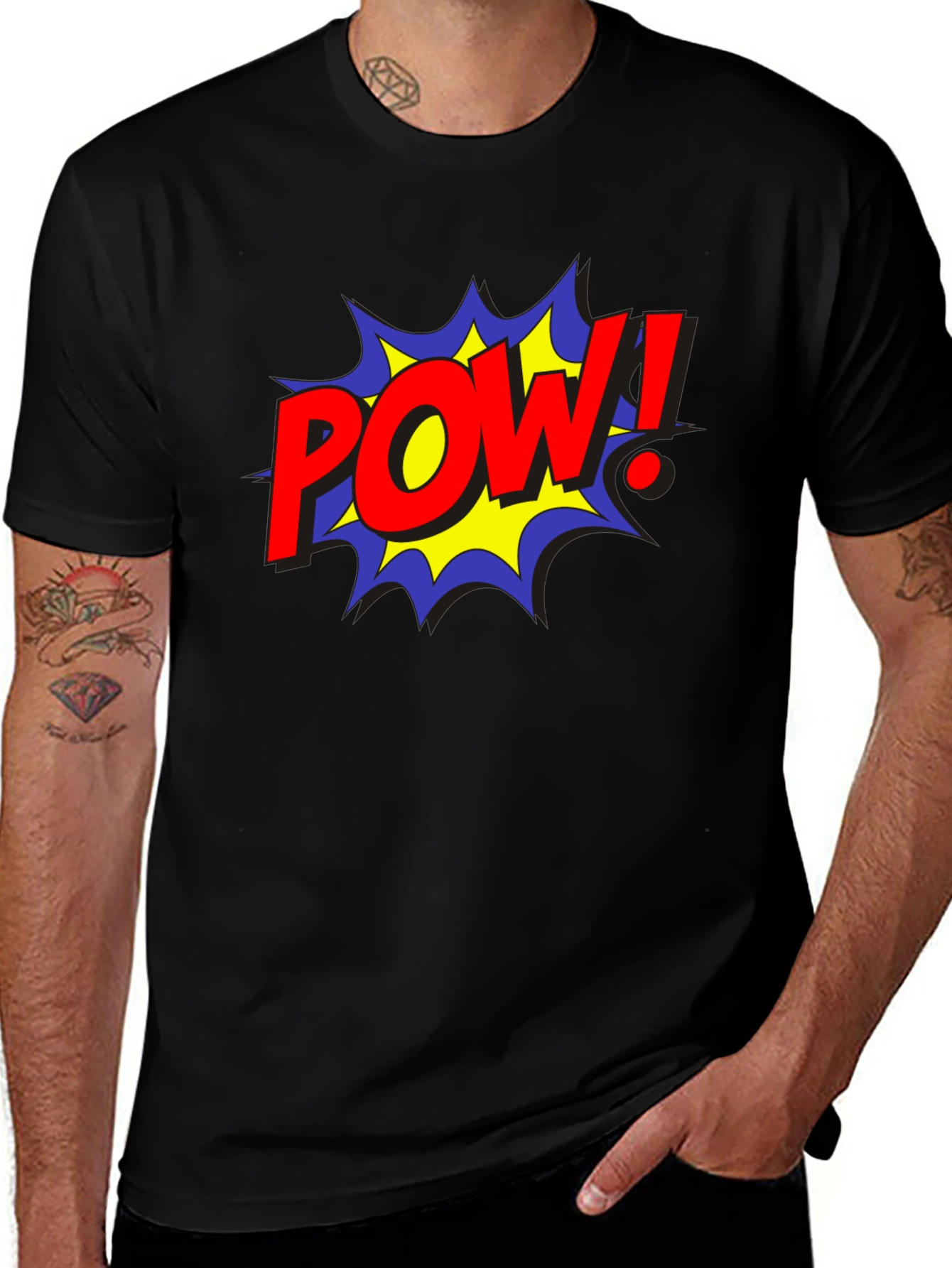 POW! Comic Style Black Cotton Graphic Tee