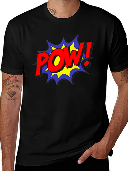 POW! Comic Style Black Cotton Graphic Tee