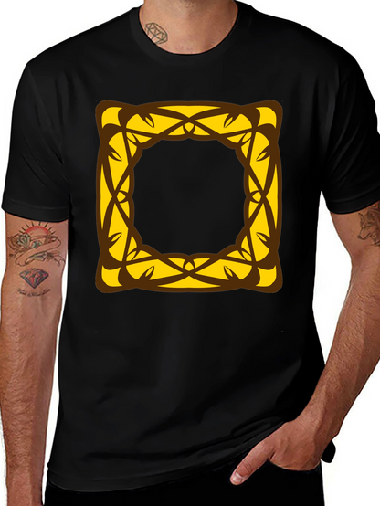 Stylish Black T-Shirt with Geometric Square Design