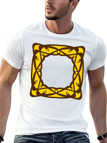 Stylish Black T-Shirt with Geometric Square Design