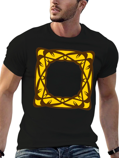 Stylish Black T-Shirt with Geometric Square Design