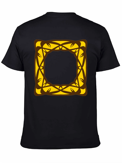 Stylish Black T-Shirt with Geometric Square Design