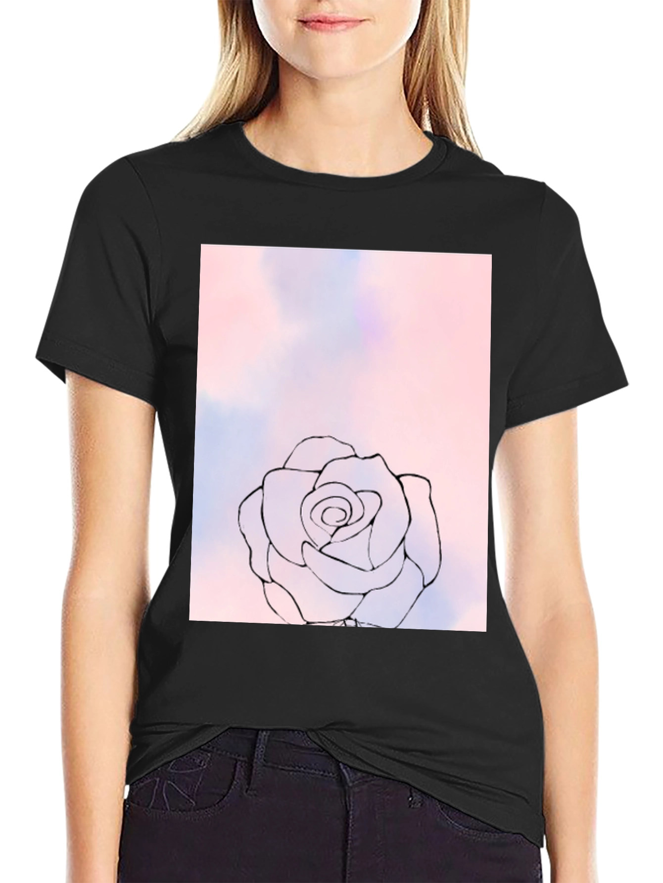 Rose Sketch Graphic T-Shirt - Soft Style
