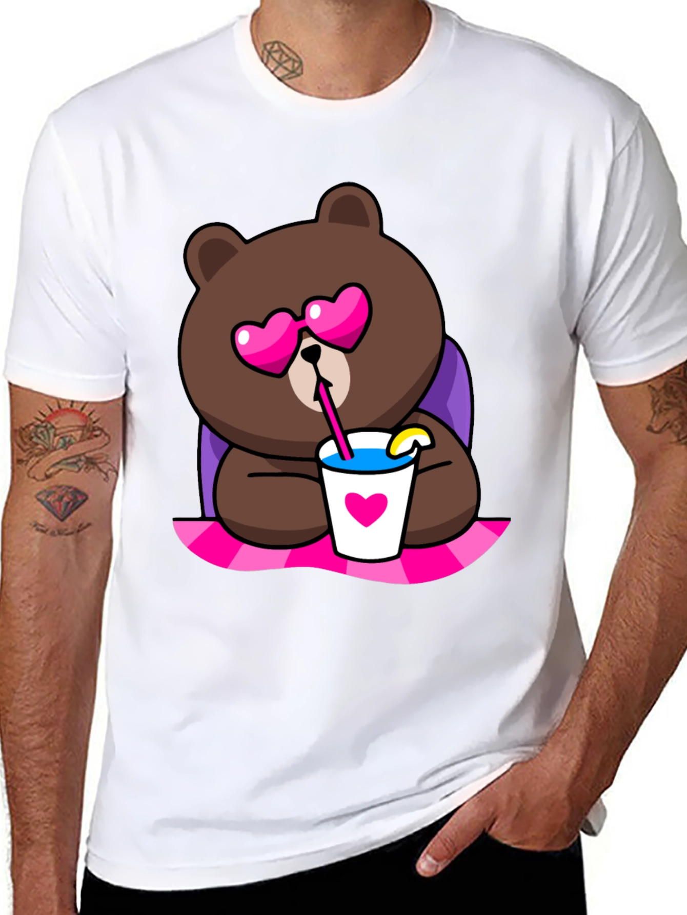 Cute Cartoon Bear T-Shirt - Graphic Print Tee