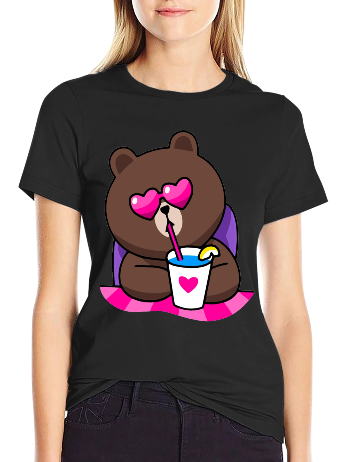 Cute Cartoon Bear T-Shirt - Graphic Print Tee