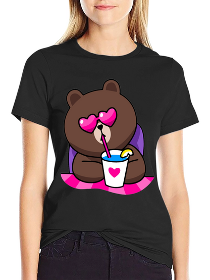 Cute Cartoon Bear T-Shirt - Graphic Print Tee