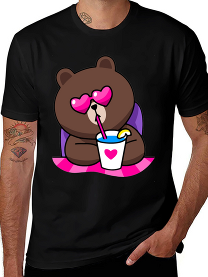 Cute Cartoon Bear T-Shirt - Graphic Print Tee