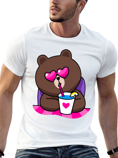 Cute Cartoon Bear T-Shirt - Graphic Print Tee